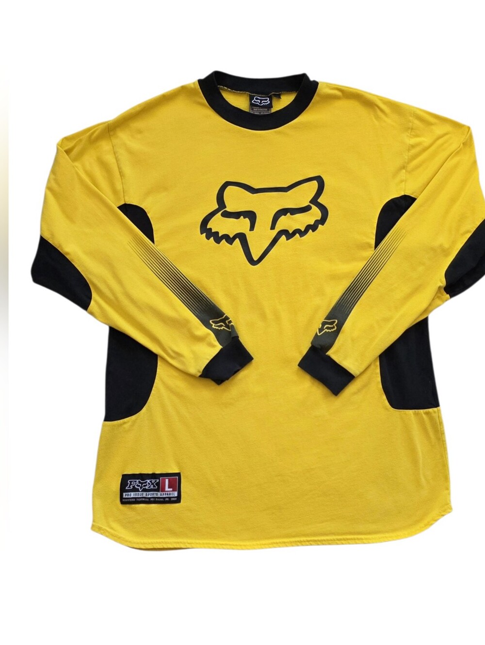 Fox Racing Pro Issue Large Yellow Black Vintage Motocross Off road Racing Shirt